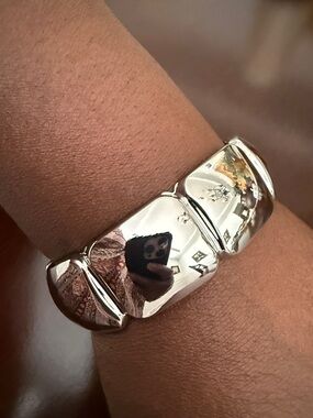 Silver Tone Statement Hinge Bracelet